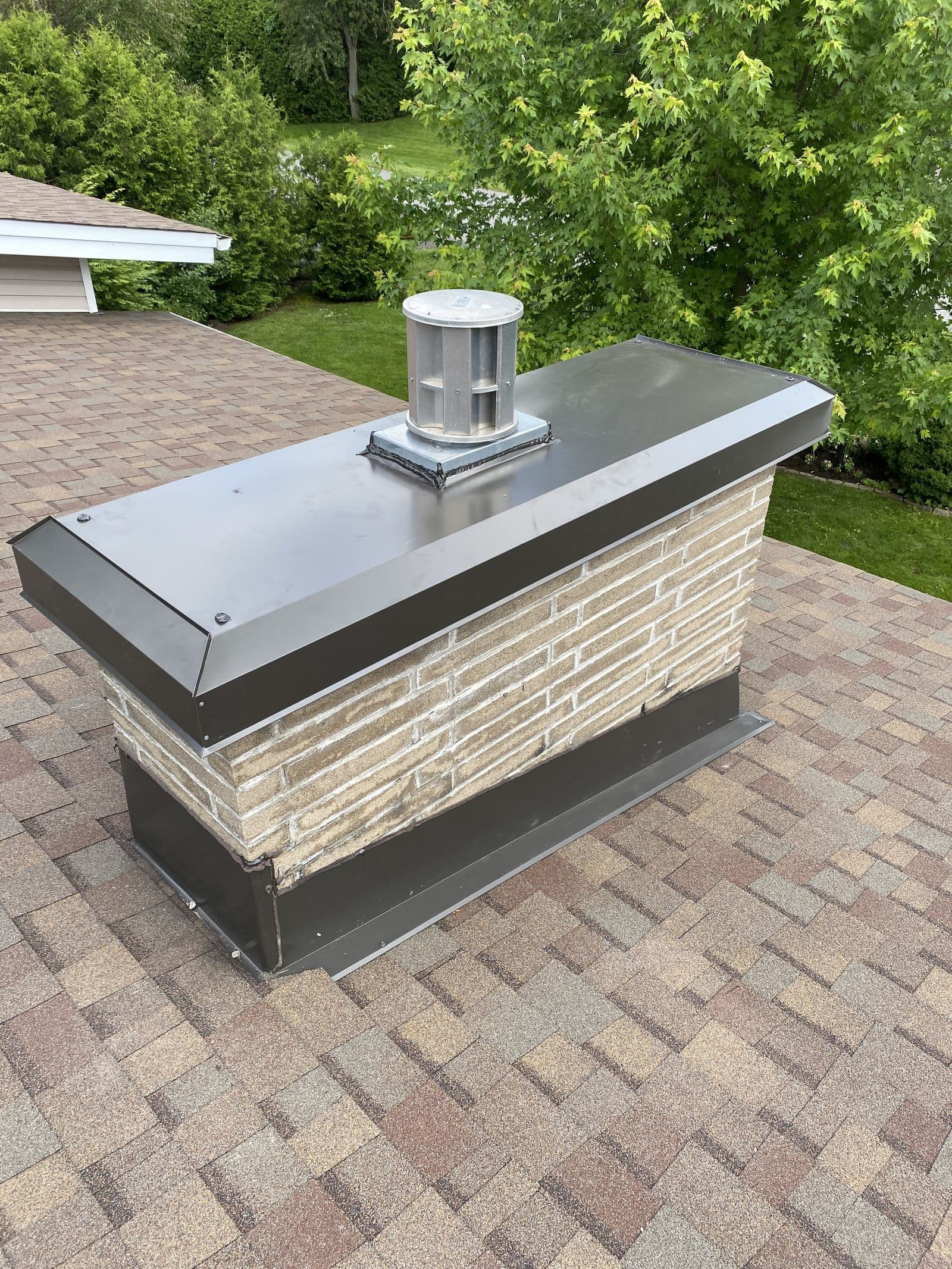 The same chimney after a new custom chase cover and cap